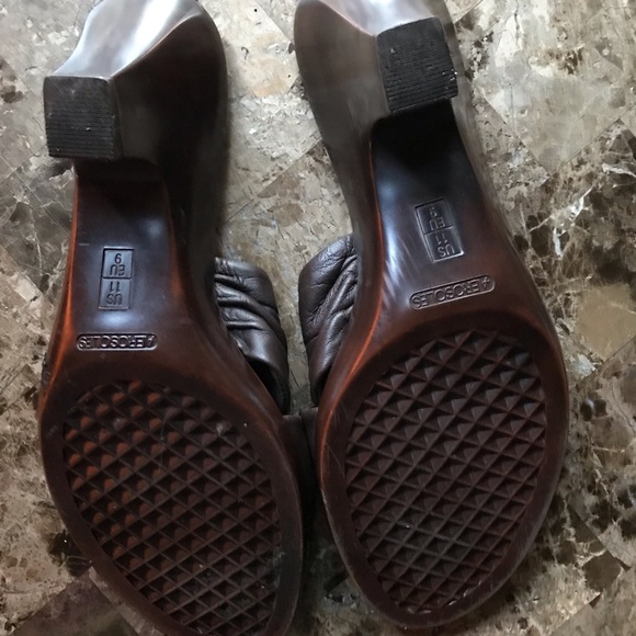 AEROSOLES - Brown Leather Slides - 11B - 3 1/2” heel. - Picture 3 of 4